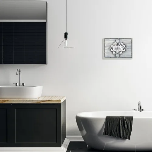 Miniatura 2 de Stupell Industries The Stupell Home Decor Collection - Tablero de cuentas grises con placa de desplazamiento para baño, placa artística de pared, 15