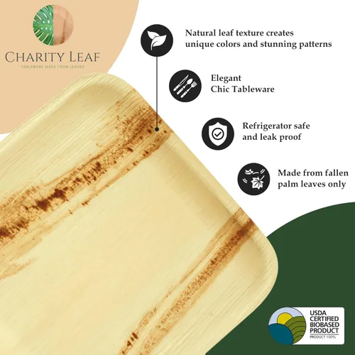 Miniatura 4 de Charity Leaf Platos redondos desechables de hoja de palma de 5 pulgadas (50 piezas) como bambú para servir, tableros desechables, vajilla ecológica