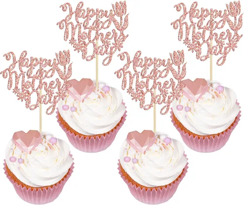 Miniatura 17 de Gyufise 1 paquete de decoración para pastel del día de la madre, la mejor mamá del mundo, con flores de mariposa, decoración de pastel de cumpleaños