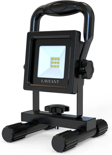 Miniatura 10 de Luces de trabajo LED recargables LAVEANT, 10W 2200mAh, 600 lúmenes, luces de inundación portátiles y ajustables, impermeables con soporte