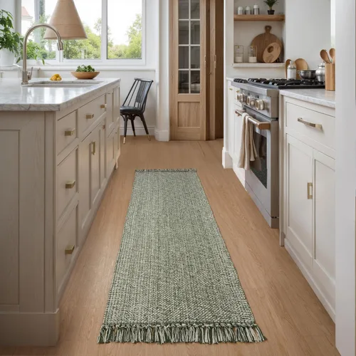 Miniatura 94 de Collive - Tapete de pasillo de cocina, 2 x 4.3 pies, tejido a mano, reversible, lavable, de algodón, color blanco/beige, para baño, pasillo