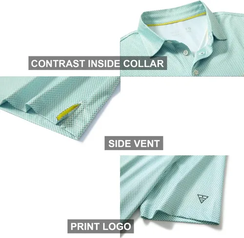 Miniatura 4 de Men's Golf Polo Shirts Short Sleeve Striped Performance Moisture Wicking Dry Fit Golf Shirts for Men