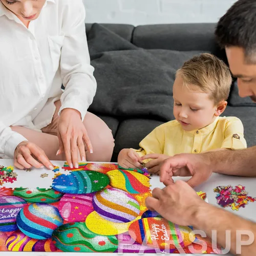 Miniatura 4 de Rompecabezas de Pascua con póster de referencia 1:1, rompecabezas festivos para adultos y niños - 500 piezas, juegos educativos con huevos