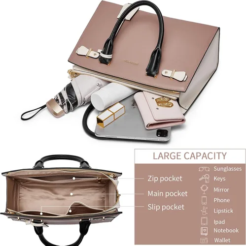 Miniatura 4 de BOSTANTEN Bolso de cuero para mujer, bolso de diseñador con asa superior, bolso cruzado, Bolsas colgantes de cuero para mujer