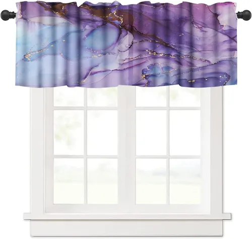 Miniatura 13 de Cenefa de cortina geométrica para ventanas, cenefa moderna con bolsillo para barra, 1 panel, cortinas cortas abstractas para playa, cortinas cortas