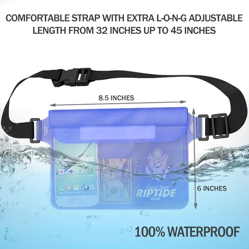 Miniatura 2 de Riptide Riñonera impermeable (paquete de 2) para hombres y mujeres, bolsa seca resistente al agua con correa ajustable para la cintura, protege