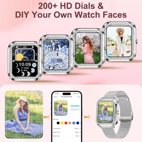 Miniatura 4 de Reloj inteligente, reloj inteligente HD de 1.59 pulgadas para mujer, contestar/hacer llamadas, reloj de seguimiento de actividad física para iPhone