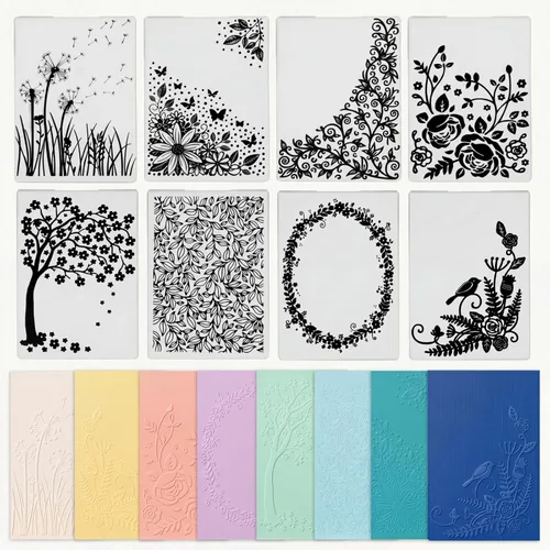 Miniatura 12 de Geiserailie 8 carpetas de estampado en relieve 2d/3D, plantilla de máquina de estampado en relieve, carpeta de tarjetas de papel para hacer