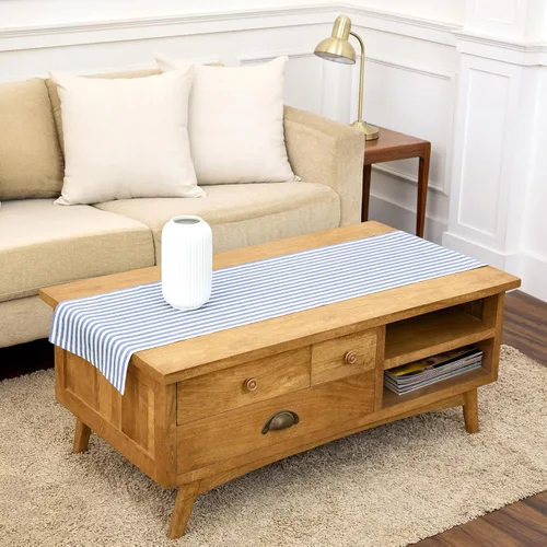 Miniatura 24 de Solino Home Camino de mesa de lino de 36 pulgadas – Amalfi Stripe 100% lino puro, camino de mesa azul marino y blanco, 14 x 36 pulgadas, ideal
