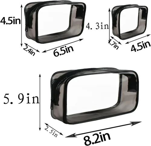 Miniatura 2 de Paquete de 4 bolsas de cosméticos transparentes para viajes, bolsa de maquillaje aprobada por la TSA, compatible con aerolíneas de aeropuerto