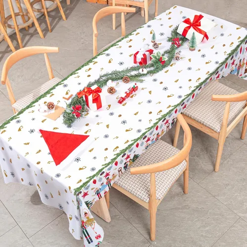 Miniatura 5 de AnyDesign - Mantel rectangular de tela de cascanueces lavable para picnic, cena, hogar, cocina, decoración de fiesta de Navidad, 60 x 104 pulgadas
