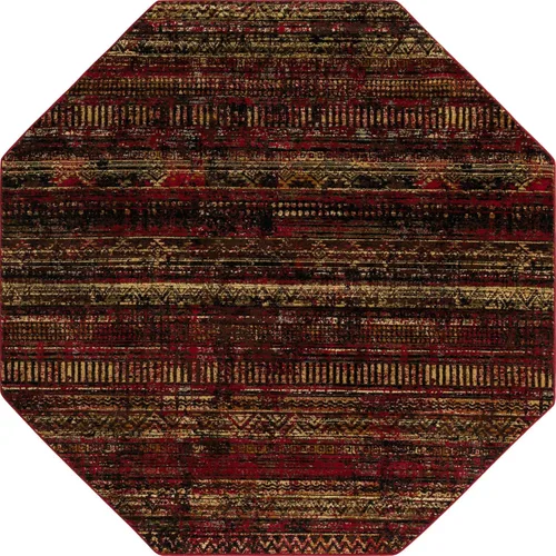 Miniatura 3 de Unique Loom Saturn Collection Alfombra de área - Relé (octágono 8 pies 0 pulgadas x 8 pies 0 pulgadas, borgoña/beige)