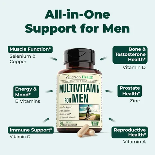 Miniatura 7 de Vimerson Health Glucosamina condroitina cúrcuma MSM + suplemento multivitamínico para hombres 2 botellas para él. Salud de las articulaciones