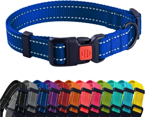 Miniatura 34 de CollarDirect Collar reflectante para perro o cachorro pequeño, mediano y grande con hebilla de liberación rápida, para machos y hembras, nailon Rojo