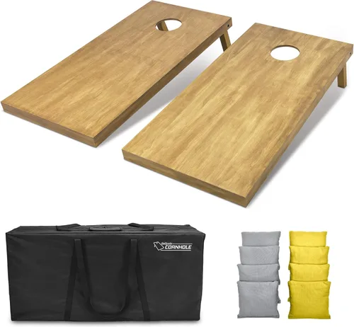 Miniatura 48 de GoSports 4 ft x 2 ft Regulation Size Wooden Cornhole Boards Set with Light Brown Finish - Includes Carrying Case and Bean Bags Negro- gris