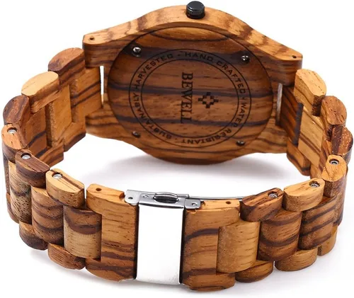 Miniatura 3 de BEWELL W086B Mens Wooden Watch Analog Quartz Lightweight Handmade Wood Wrist Watch