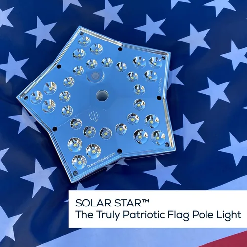 Miniatura 4 de Solar Star - Luz patriótica para mástil de bandera – Luz de poste de bandera de montaje superior con doble batería y paneles solares más grandes