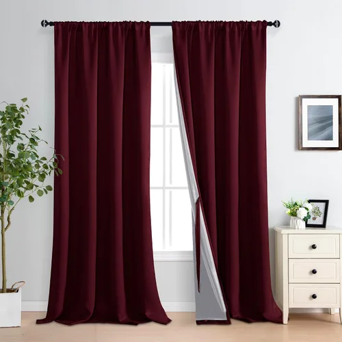 Miniatura 44 de XWZO Cortinas Opacas 100% Blancas - Cortinas de Bloqueo Total de Calor y Luz con Forro Negro para Dormitorio/Cuarto de Lavado, Paneles de Ventana