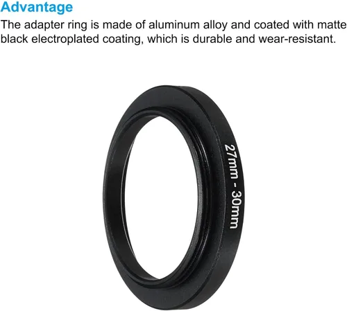 Miniatura 4 de PATIKIL Anillo elevador de metal de 27 a 1.181 in con paño de limpieza, paquete de 2 anillos adaptadores de filtro de lente de cámara, anillo