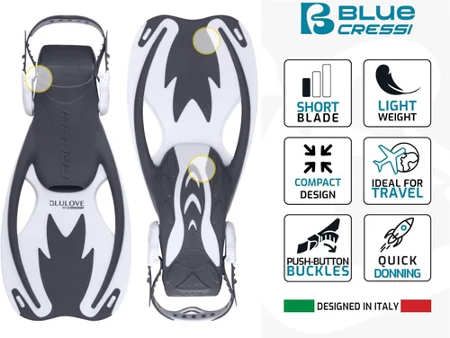 Miniatura 3 de Cressi Aletas Rocks, aletas cortas de talón abierto para niños con correas ajustables para snorkel y natación - Cressi: Calidad Desde 1946