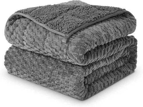 Miniatura 11 de Manta pesada de forro polar Sherpa para adultos, 15 libras, manta de felpa suave de doble cara para sofá cama, manta pesada gruesa con cuentas