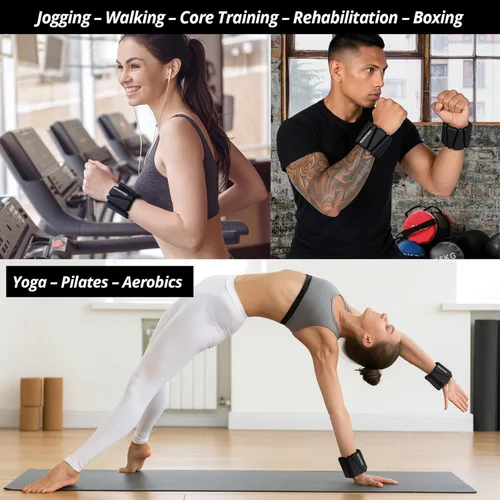 Miniatura 6 de Pulseras y tobilleras ajustables de 2 libras o 4 libras, bandas ajustables para entrenamientos de mujeres y hombres, juego de 2 – 2 libras o 4