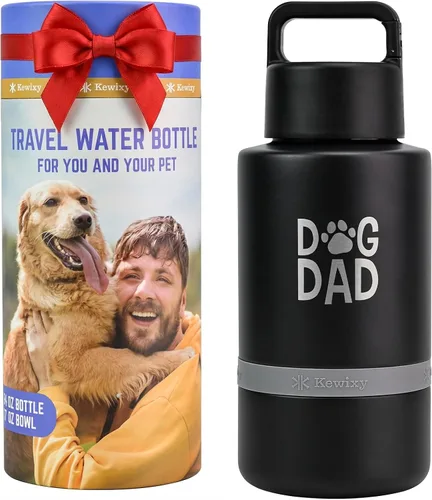Miniatura 11 de Regalo para mamá de perro, botella de agua aislada para perro con cuenco de viaje, Navidad para mujeres, cumpleaños para amantes de los perros