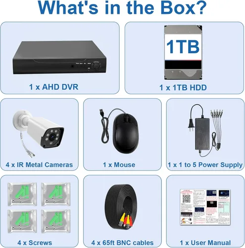 Miniatura 2 de Kit de sistema DVR de cámara de seguridad con cable H.265+ con detección AI de humanos y vehículos, 4x 1920P 5MP IP67 metálicas