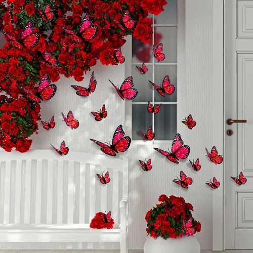 Miniatura 7 de Decoración de mariposa monarca de 4 tamaños, decoración de pared de Halloween, calcomanía magnética 3D de mariposa monarca para manualidades, hogar