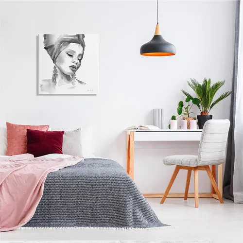 Miniatura 3 de Stupell Industries Pintura de retrato de acuarela suave de mujer con diadema, diseñada por Aimee Del Valle, lienzo para pared, 24 x 24 pulgadas