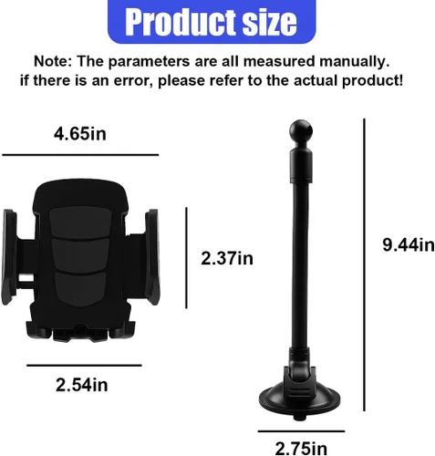 Miniatura 2 de Soporte de teléfono para automóvil, cuello de cisne, brazo largo, ventana de parabrisas, soporte para manos libres antivibraciones con fuerte