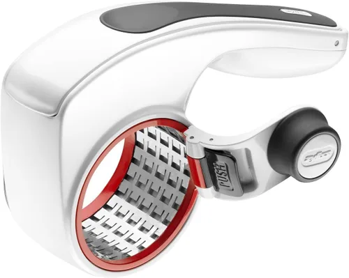 Zyliss Rallador rotativo grabado con ácido de queso con tambores finos y gruesos, 1 paquete, color blanco