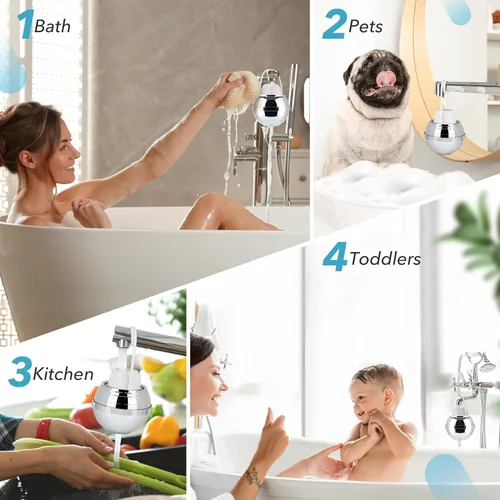 Miniatura 3 de Feels Like Om Filtro de agua avanzado para tina, filtración de 10 etapas, filtro de baño para grifo de bañera, filtro de baño que reduce el cloro