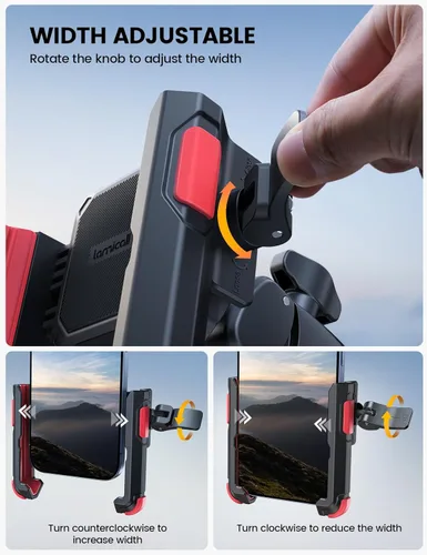 Miniatura 4 de Lamicall Soporte de Teléfono para Motocicleta y Bicicleta - [Liberación Rápida en 1s] Clip de Soporte para Teléfono Celular para Bicicleta, Rojo