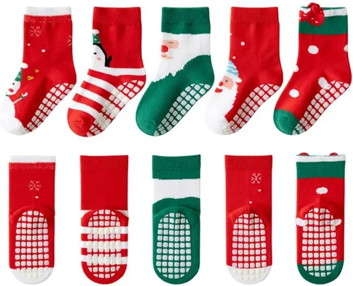 SUITBOY Kids Christmas Socks Toddler Nonslip Grip Christmas Socks Baby Holiday Winter Warm for BoysGirls