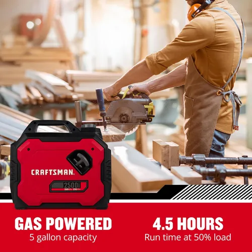 Miniatura 4 de Craftsman C0010250 Generador portátil de gas de 2,500 vatios - Potencia confiable para actividades al aire libre - Funcionamiento silencioso