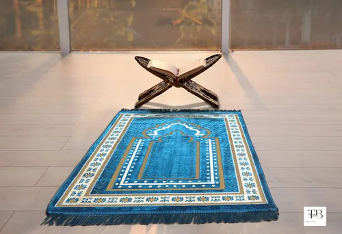 Miniatura 2 de TB - Alfombra de oración islámica gruesa y suave, alfombra musulmana única árabe, turca, africana, diseño bordado, cuentas de oración diaria