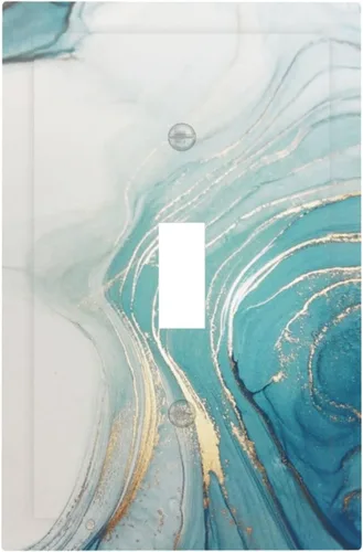 Miniatura 71 de Cubierta de placa de interruptor de luz de 2 cuadrillas con diseño abstracto de mármol verde de acuarela verde azulado, combinación de una sola