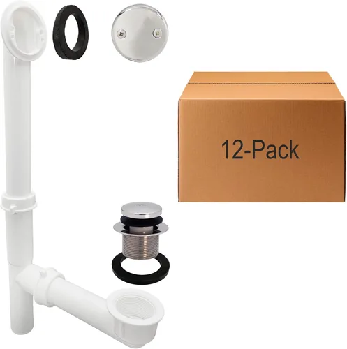 Miniatura 23 de Westbrass 593244-26 Kit de drenaje de residuos de baño con punta tubular blanca de 1-1/2 pulgadas, cromo pulido