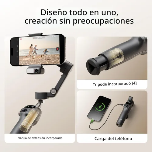 Miniatura 6 de DJI Osmo Mobile 7P Bundle, estabilizador de cardán para iPhone, Android, seguimiento nativo, iluminación, cardán de teléfono de 3 ejes, barra