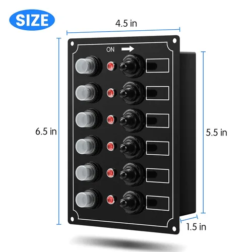 Miniatura 5 de Panel de interruptores marinos, Haoguo Panel eléctrico de barco de 6 Gang con disyuntor, IP67 impermeable, aplicable a barcos, yates, barcos