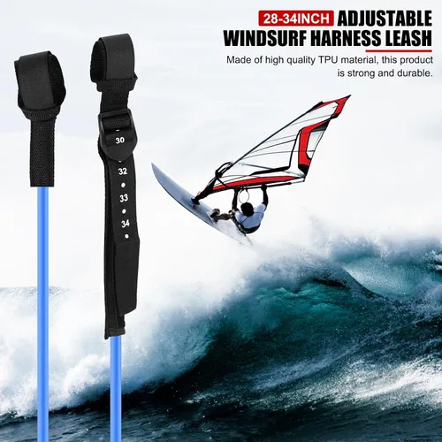 Miniatura 2 de Cuerda de correa de surf, 2 piezas de 28 a 34 pulgadas, líneas de arnés de seguridad ajustable para windsurf, correa para tabla de surf, accesorio