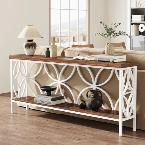 Miniatura 12 de Tribesigns - Mesa de sofá estrecha de 70.9 pulgadas, mesa de sofá larga industrial detrás del sofá, mesa consola de entrada con almacenamiento