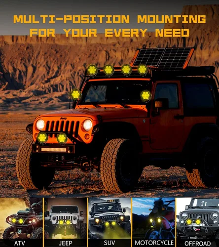 Miniatura 7 de Kewig Cápsulas de Luz LED Blanco Ámbar de 4 Pulgadas 96W, 6 Modos Cápsulas de Luz Antiniebla de Doble Color Cubo, Luces Combo Spot Flood