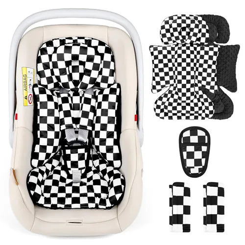 DILIMI Inserto para asiento de automóvil infantil, soporte de cabeza de asiento de automóvil para bebé con reposacabezas extraíble, cojín ajustable