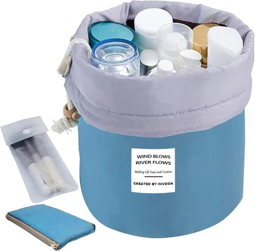 Miniatura 14 de INVODA Bolsa de cosméticos con cordón, bolsa de maquillaje de viaje para mujer, bolsa de aseo portátil con cordón, bolsa organizadora de maquillaje