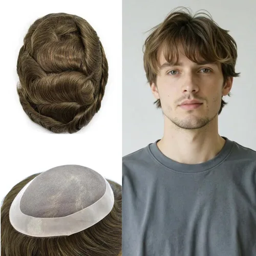 Miniatura 119 de Mens Toupee Hair Piece For Men Fine Mono Men Hair System Toupee For Men Hair Piece Real Human Hair System For Men Protesis Capilar Para Hombre 6x9