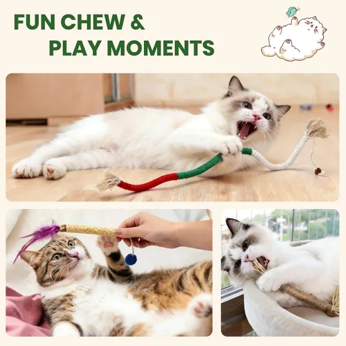 Miniatura 4 de Silvervine - Varillas para gatos y gatos, juguete de cuerda masticable para cuidado dental, limpieza de dientes y alivio de ansiedad, juguetes