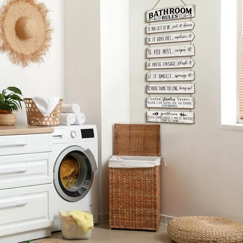 Miniatura 7 de Decoración de pared de baño, letreros divertidos para baño, reglas de baño, imágenes, decoración de pared rústica, decoración de inodoro, letrero