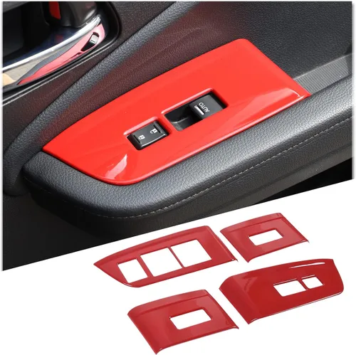 Miniatura 11 de 4 piezas Panel de Interruptor de Elevación de Ventana Marco Cubierta Moldura para Honda Pilot 2016-2022/Passport 2019-2023, Material ABS Accesorios